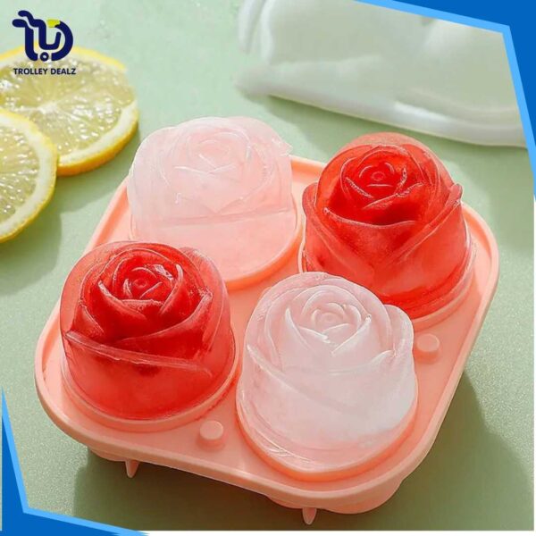 4-Grid Silicone Rose Ice Mold Tray – Elegant Ice Cube Maker - Image 4