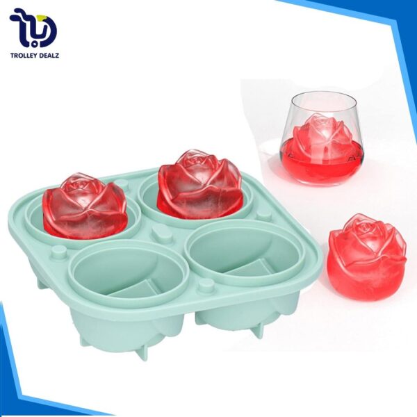 4-Grid Silicone Rose Ice Mold Tray – Elegant Ice Cube Maker - Image 5