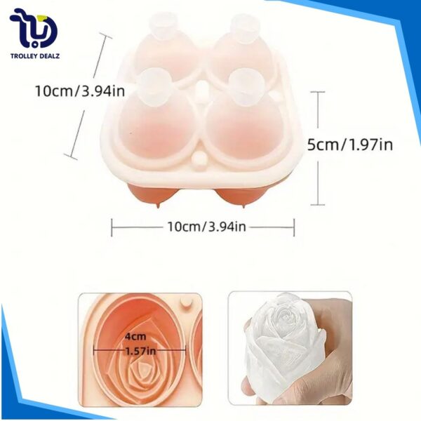4-Grid Silicone Rose Ice Mold Tray – Elegant Ice Cube Maker - Image 8