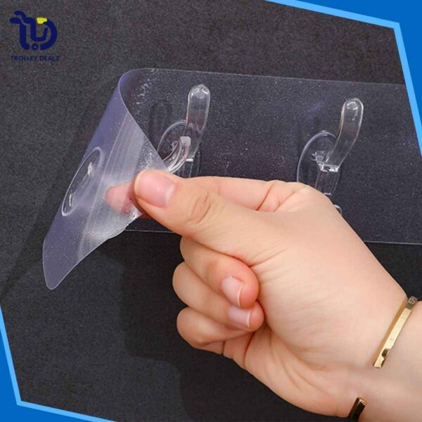 6 Pcs Double Sided Hooks Adhesive Wall Hanger - Image 4