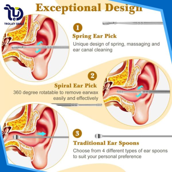 Reusable Ear Cleaner Tool Set with Pouch 6-Piece - Image 7