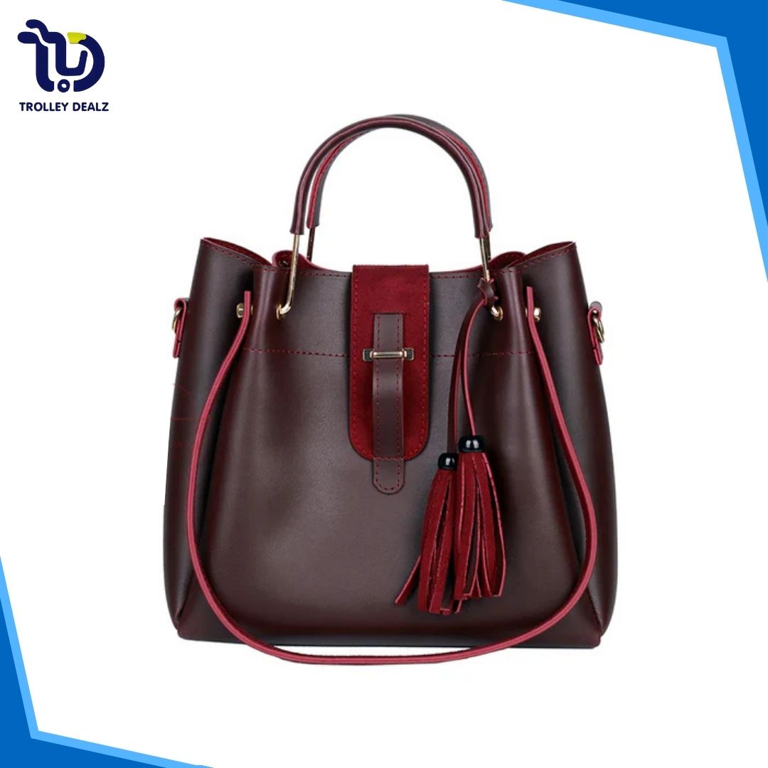 Fancy 3 Pcs Maroon Handbag – Elegance Meets Functionality - Image 8