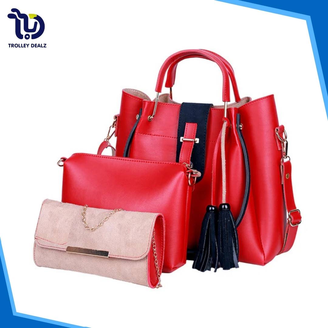 Fancy 3 Pcs Maroon Handbag – Elegance Meets Functionality - Image 7