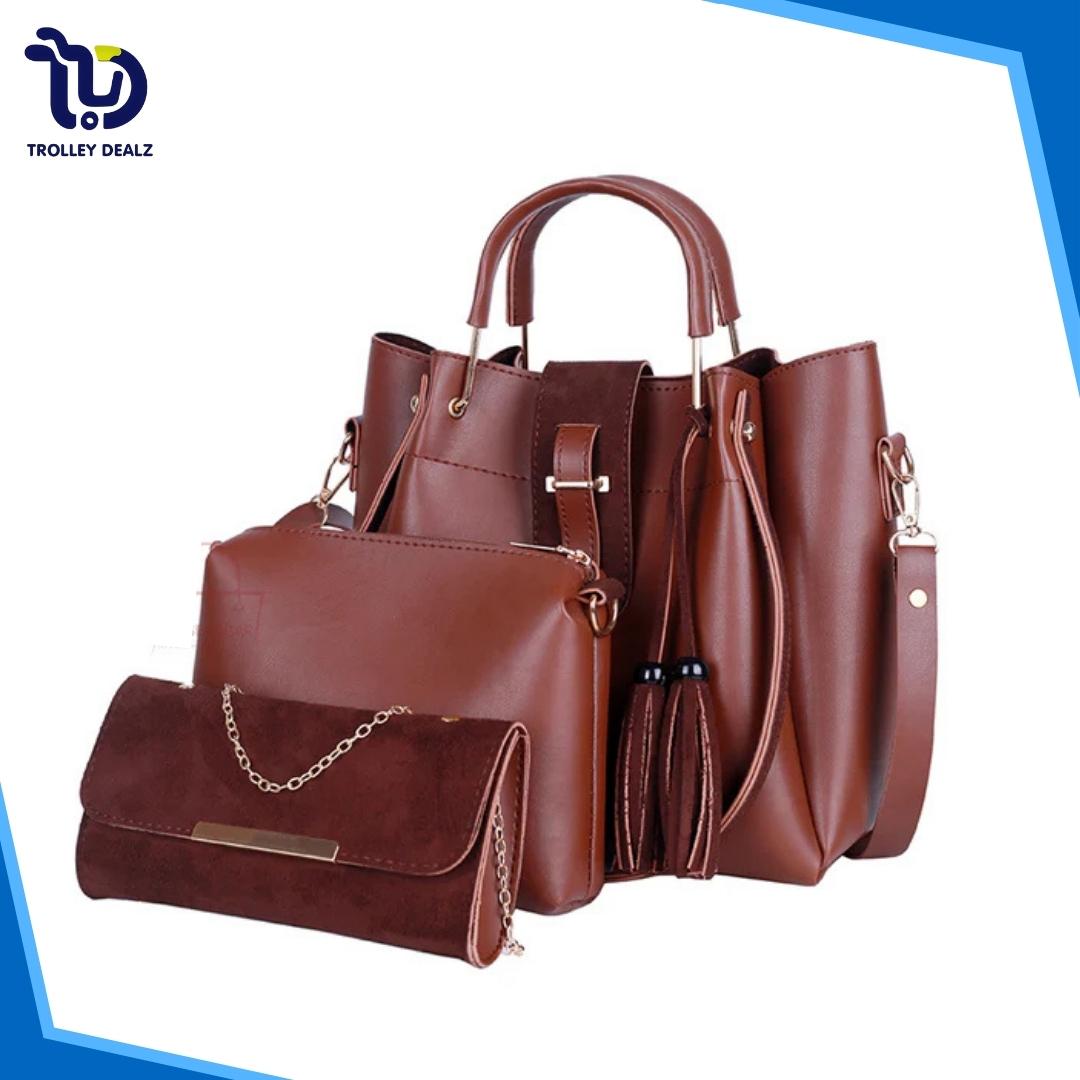 Fancy 3 Pcs Maroon Handbag – Elegance Meets Functionality - Image 4