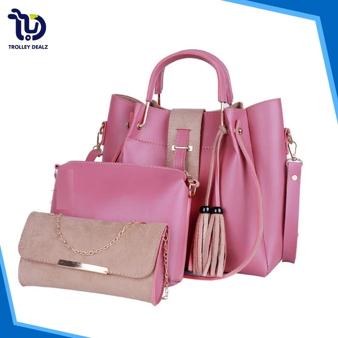 Fancy 3 Pcs Maroon Handbag – Elegance Meets Functionality - Image 11