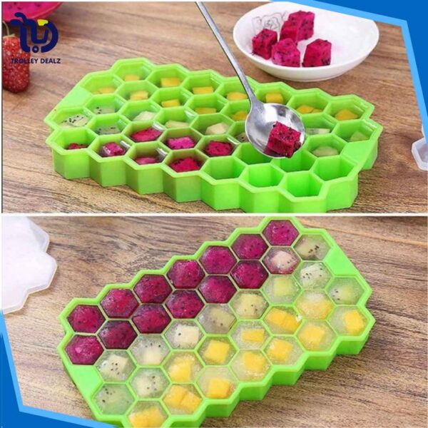 Honeycomb Ice Tray with Lid – Flexible Silicone Ice Cube Mold