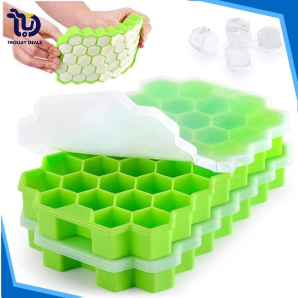Honeycomb Ice Tray with Lid – Flexible Silicone Ice Cube Mold - Image 3