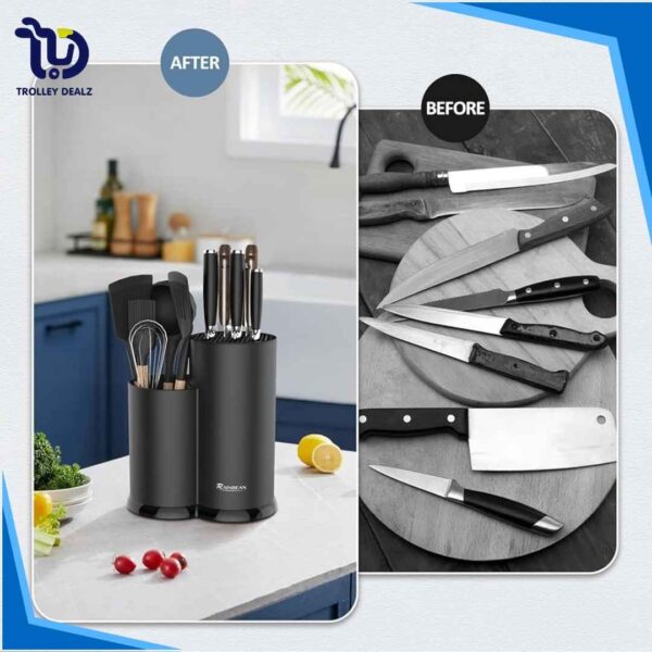 Multi-Compartment Knife & Utensil Holder – Kitchen Organizer Stand - Image 3