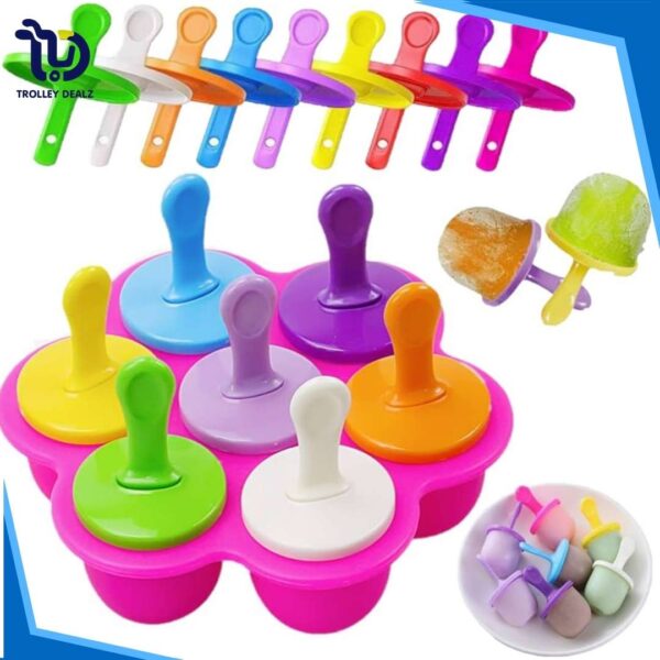 Silicone Ice Cream Popsicle Mold (7 Holes) – Reusable DIY Frozen Treat Maker - Image 3