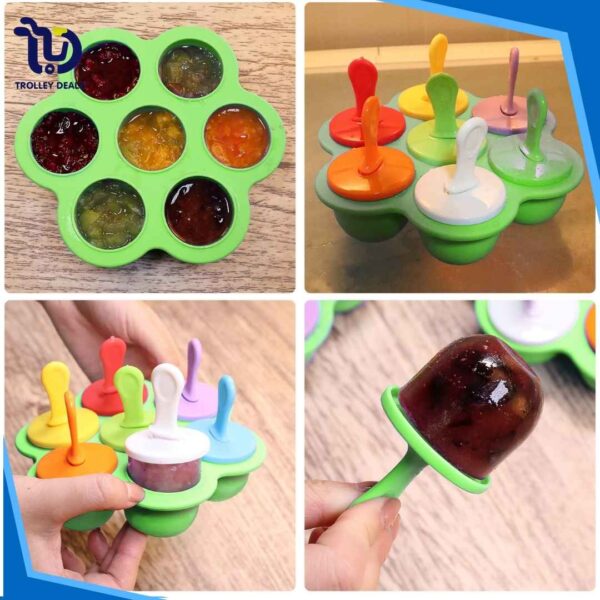 Silicone Ice Cream Popsicle Mold (7 Holes) – Reusable DIY Frozen Treat Maker - Image 4