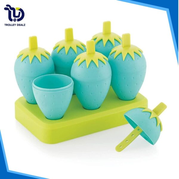 Strawberry-Shaped Ice Cream & Popsicle Molds – 6-Piece Set - Image 4