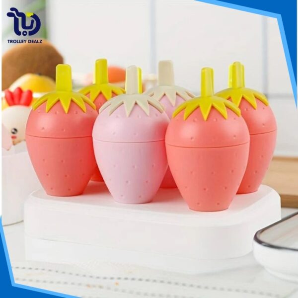 Strawberry-Shaped Ice Cream & Popsicle Molds – 6-Piece Set - Image 5