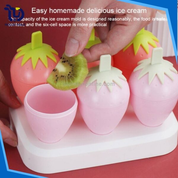 Strawberry-Shaped Ice Cream & Popsicle Molds – 6-Piece Set - Image 9