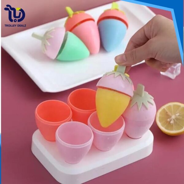 Strawberry-Shaped Ice Cream & Popsicle Molds – 6-Piece Set