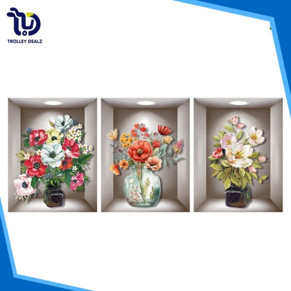 3D Plant Vase Wall Sticker 3Pcs-Self Adhesive - Image 7