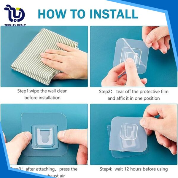 6 Pcs Double Sided Hooks Adhesive Wall Hanger - Image 11