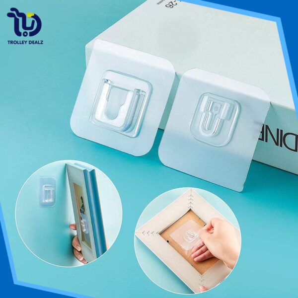 6 Pcs Double Sided Hooks Adhesive Wall Hanger - Image 8