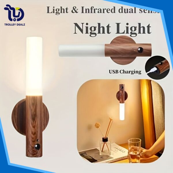 Smart Wooden based LED Sensor Wall Light With Magnetic Base
