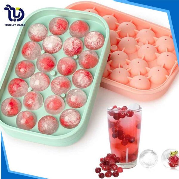 Ice Ball Maker Mold Tray with Lid – Round Silicone Ice Cube Mold