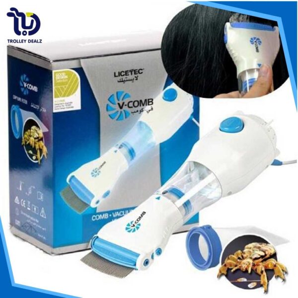 Electric Head Lice & Flea Removal Comb (Anti Lice) – V-Comb Vacuum Suction Tool - Image 4