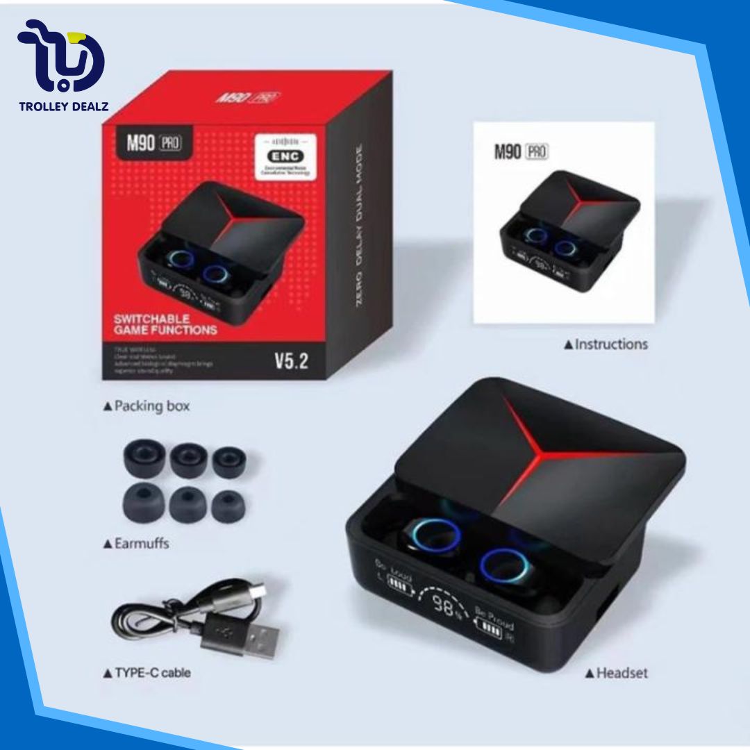 M90 True Wireless Bluetooth Earbuds with LED Display & Charging Case - Image 2