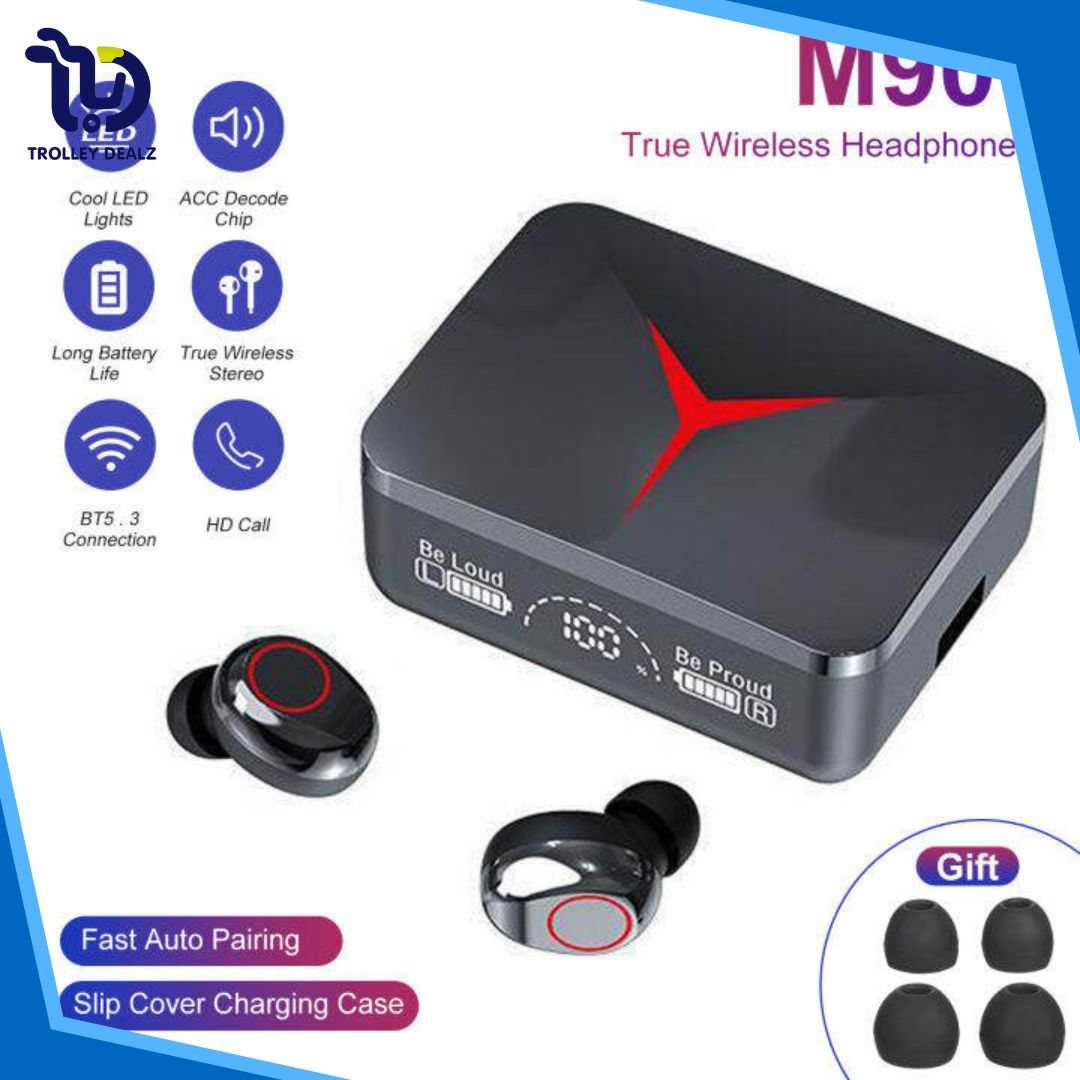 M90 True Wireless Bluetooth Earbuds with LED Display & Charging Case - Image 7