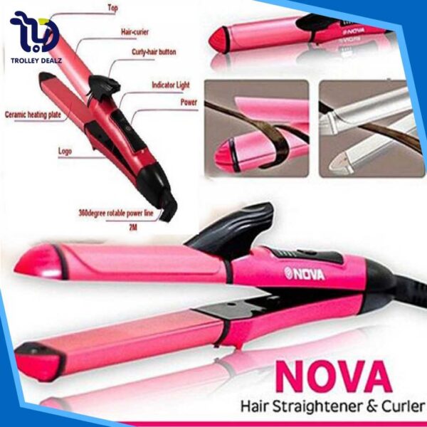 Nova Professional 2 In 1 Hair Straightener & Curler Women Hair Styler Hair Beauty - Image 14