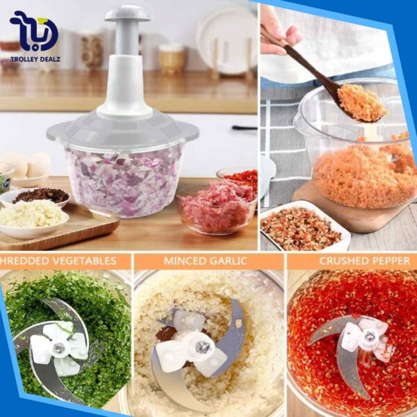 Manual Hand Chopper 1.5Lt Curved Stainless Steel Blades - Image 3