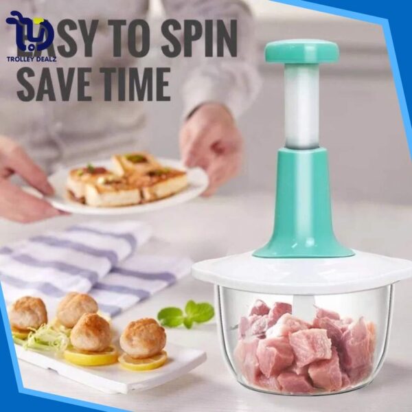 Manual Hand Chopper 1.5Lt Curved Stainless Steel Blades - Image 13