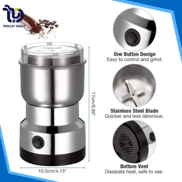 Masala Grinder Machine Stainless Steel Mini Electric (Grinder+Blender) – 330W Premium Quality Machine - Image 12
