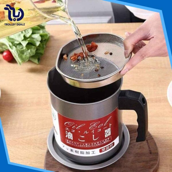 Oil Filter Storage Can with Strainer – Grease Separator & Fryer Oil Saver