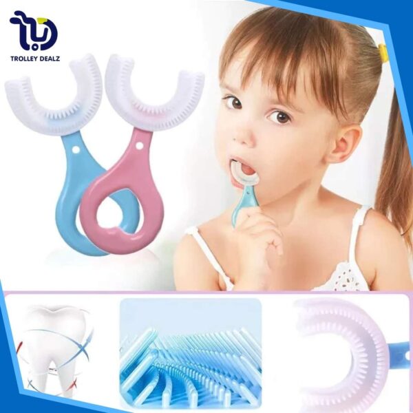 Pack Of 2 Baby Silicone Soft Tooth Brush For Kids 360° U Shape Tooth Brush - Image 3