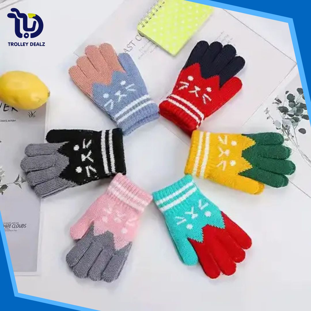 Cute Knitted Winter Gloves for Kids – Warm & Stylish