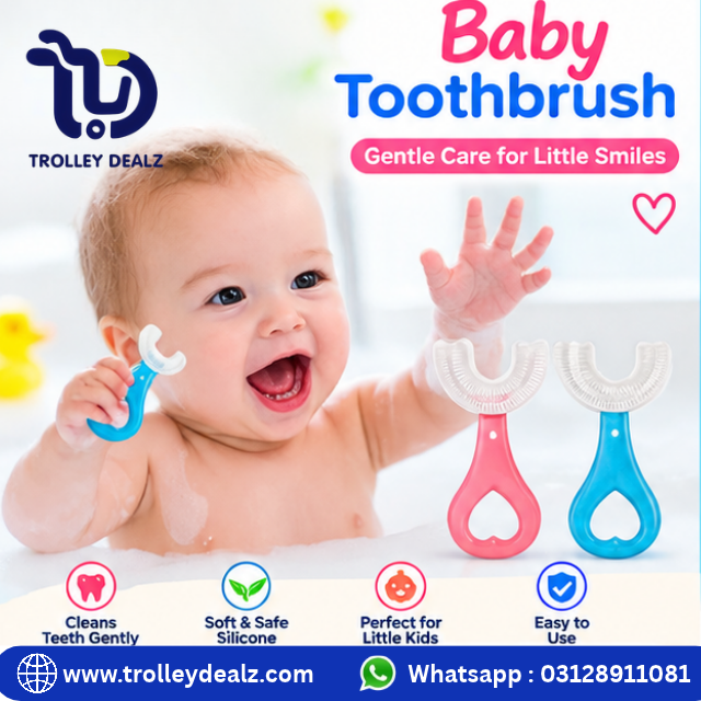 Pack Of 2 Baby Silicone Soft Tooth Brush For Kids 360° U Shape Tooth Brush - Image 2