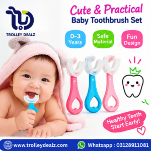 Pack Of 2 Baby Silicone Soft Tooth Brush For Kids 360° U Shape Tooth Brush