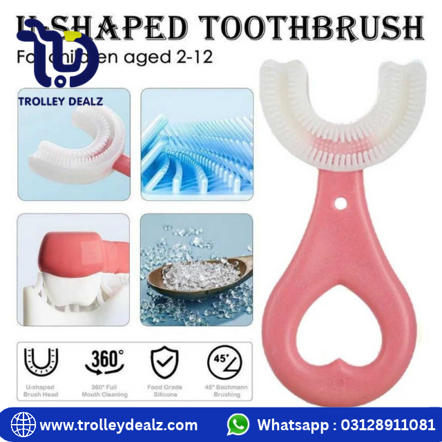Pack Of 2 Baby Silicone Soft Tooth Brush For Kids 360° U Shape Tooth Brush - Image 5