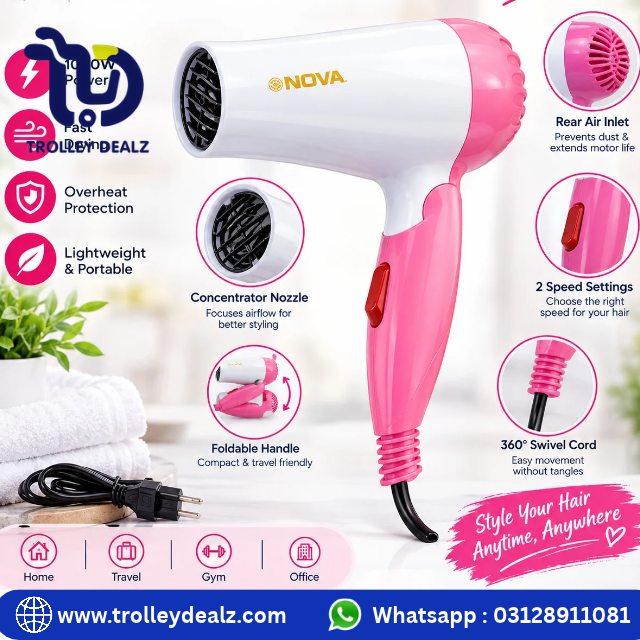 NOVA Hair Dryer – Foldable Mini Hair Dryer - Image 3
