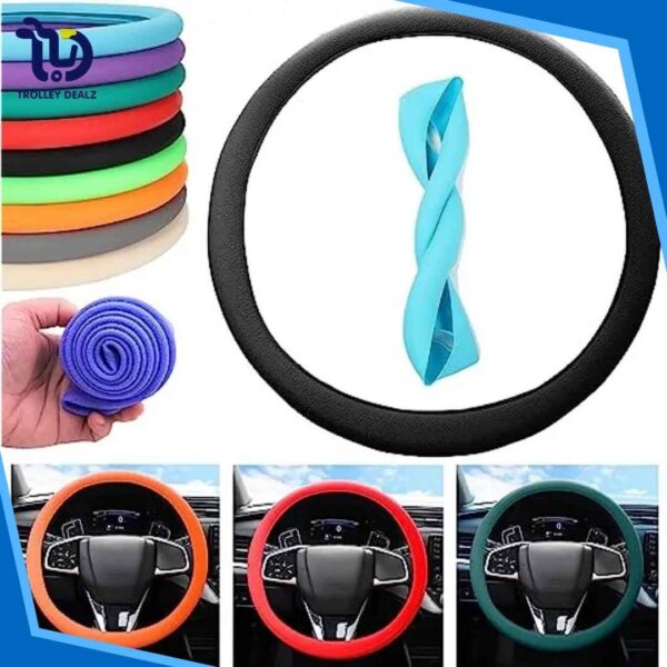 Car Silicone Steering Wheel Cover Four seasons Universal Elastic Glove Cover Texture Soft Multi Color Auto Decoration Accessories