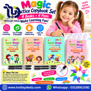 Magic Practice Copybook Set – Reusable Handwriting Workbook for Kids (4 Pack)
